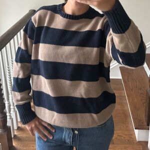 Brandy Melville Striped Navy and Tan women’s Sweater